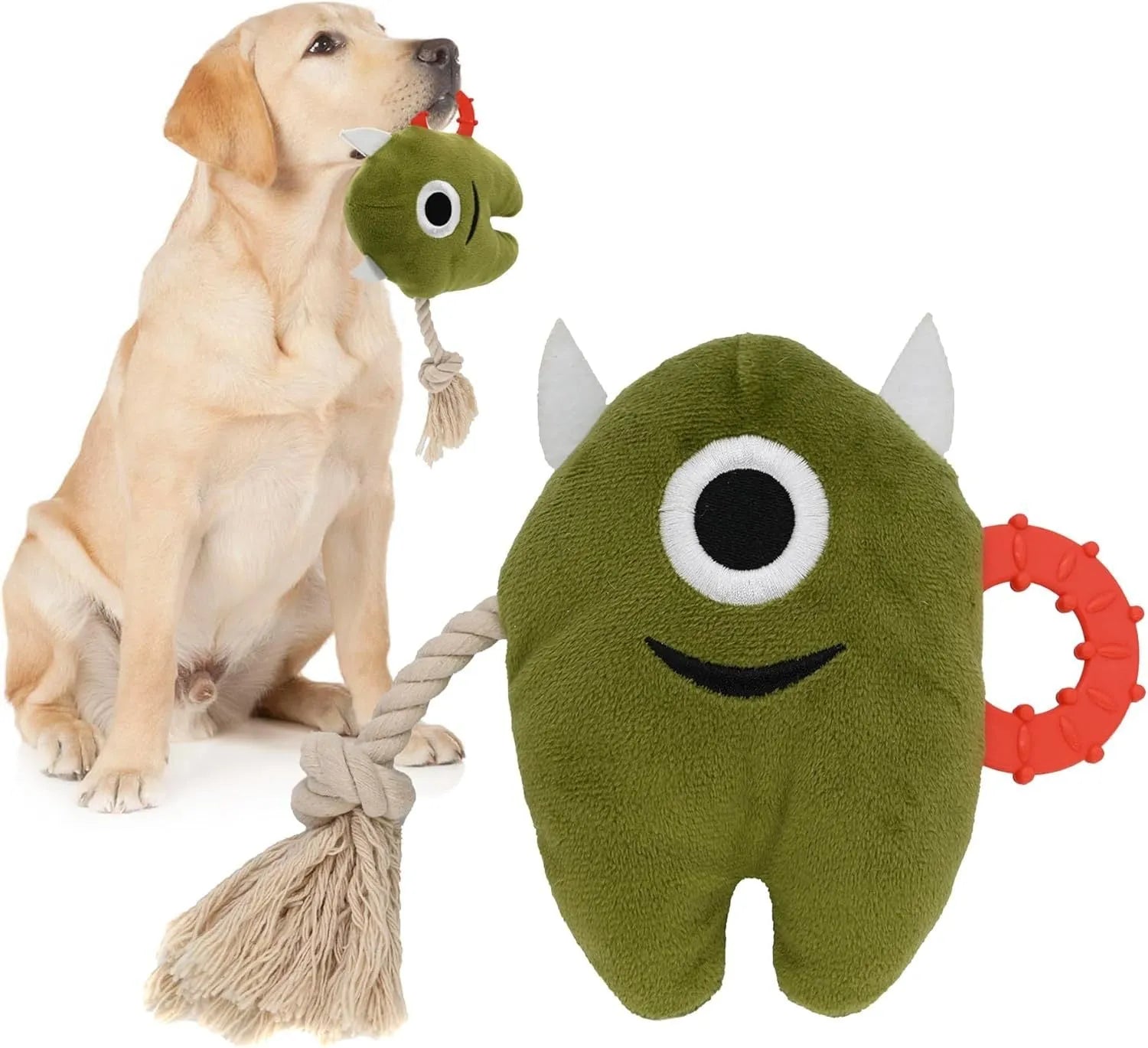 Large blue and green plush dog toys with cotton rope for aggressive chewers and puppies