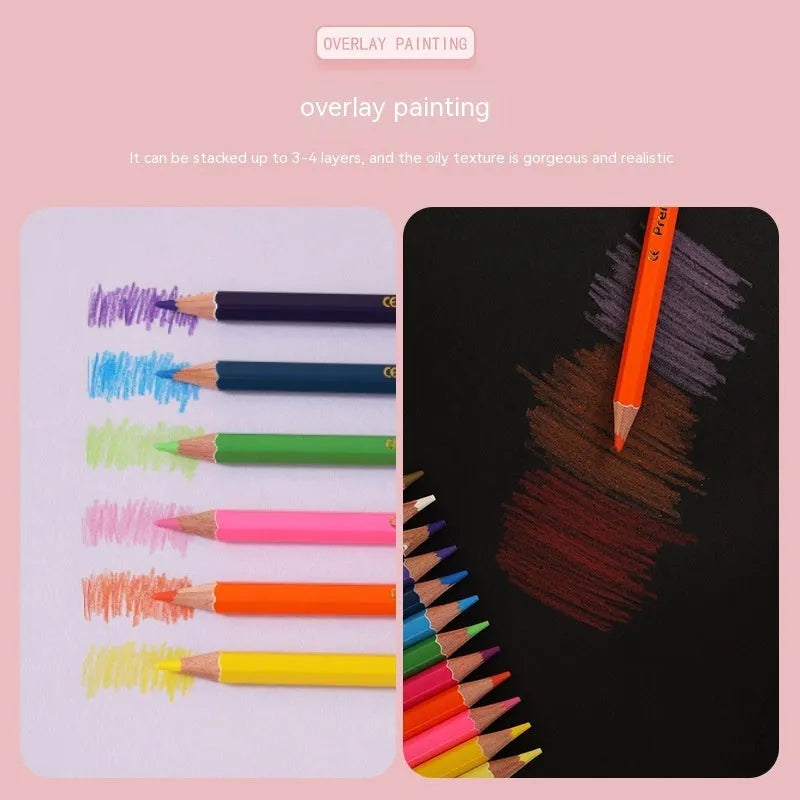 Set of wooden colour pencils with double-head brush leads in 6-piece or 12-piece set options.