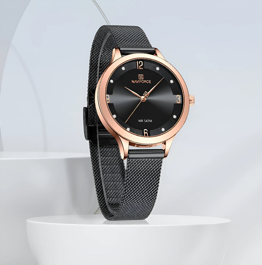 Electronic quartz watch with pointer and number display, 45.5mm dial, 17mm thick, 30M waterproof, available in six colours.