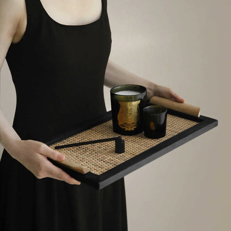 Pine wood dining tray with compartment dividers in elegant house design, small and large size options