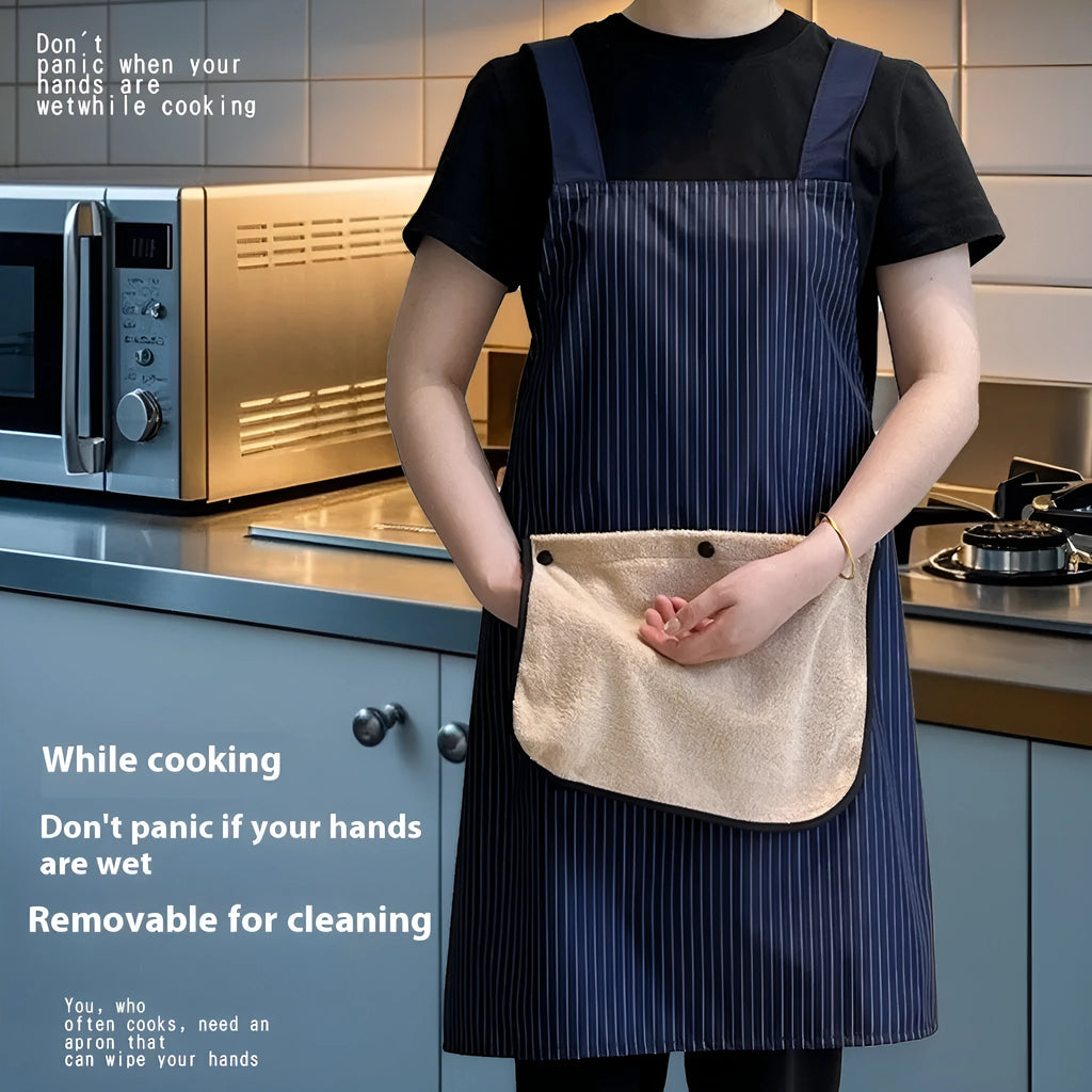 Kitchen waterproof apron in polyester composite material with free size design