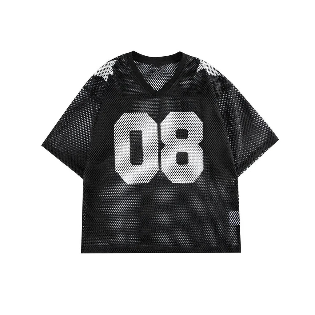 Loose fit half sleeve pullover shirt with letter print pattern in black or navy blue.