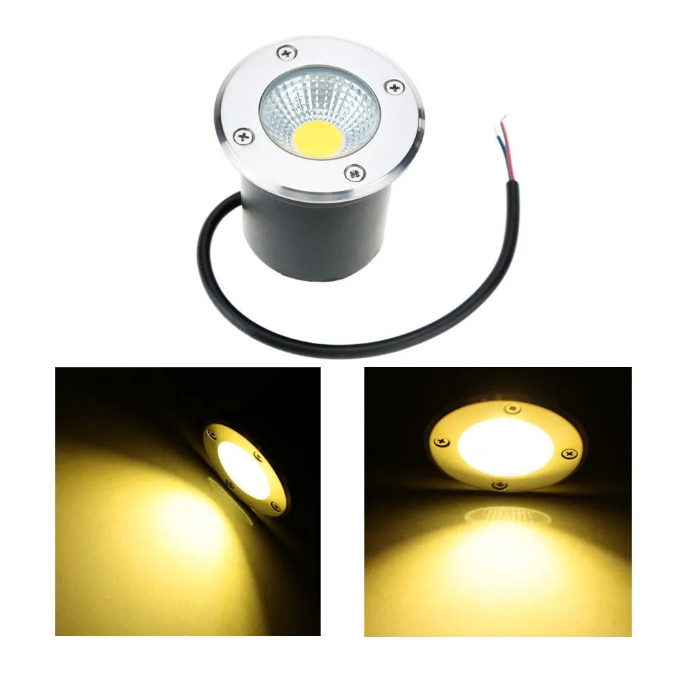 Round LED COB underground light with stainless steel cover and aluminium body for outdoor garden installation