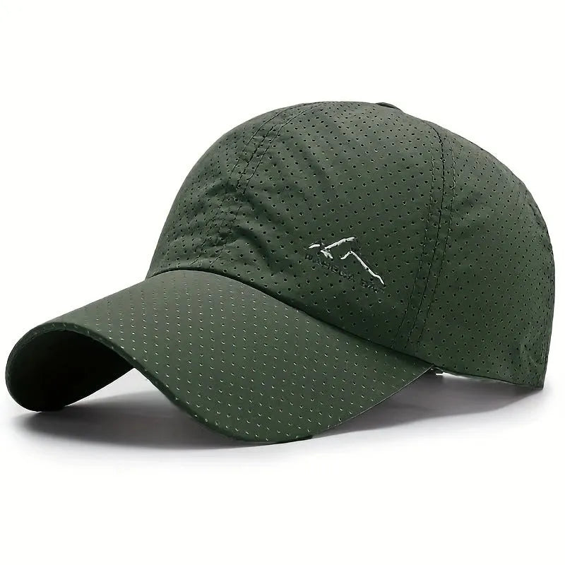 Korean style adjustable baseball cap in Army Green colour with a dome crown for summer sun protection.