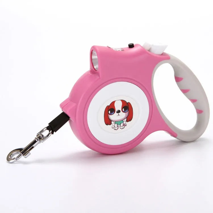 Retractable pet dog rope with light automatic traction belt, 5 metre lead in blue, black or pink