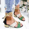 Women's suede front strap sandals with mid-heel, fish mouth toe, available in multiple colours.