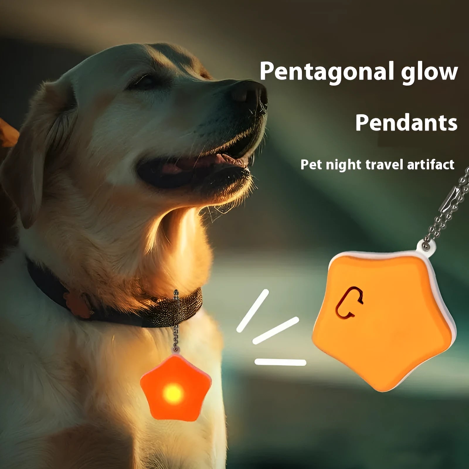 Blue rechargeable silicone pendant light for dog collar with LED