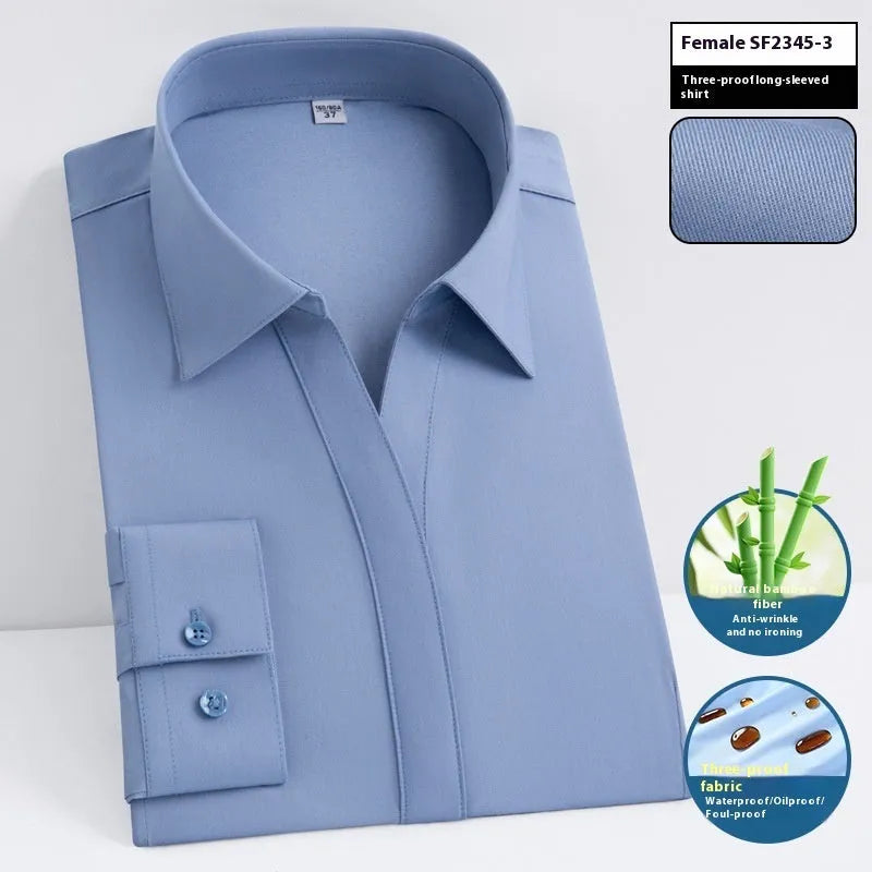 Men's waterproof bamboo fibre business shirt in slim fit with square collar