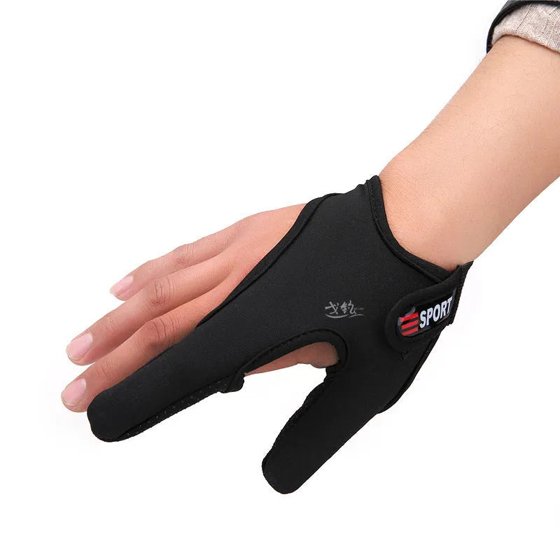 Single two-finger fishing glove with diving cloth back and microfiber palm, shown in a selected colour.