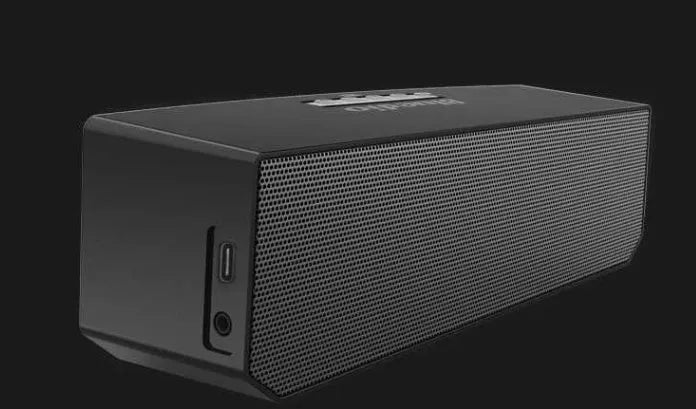 Black rectangular cloud smart speaker with grille and micro-USB port