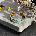 Copper gourd shaped ring with inlaid zircon and adjustable band in New Chinese style