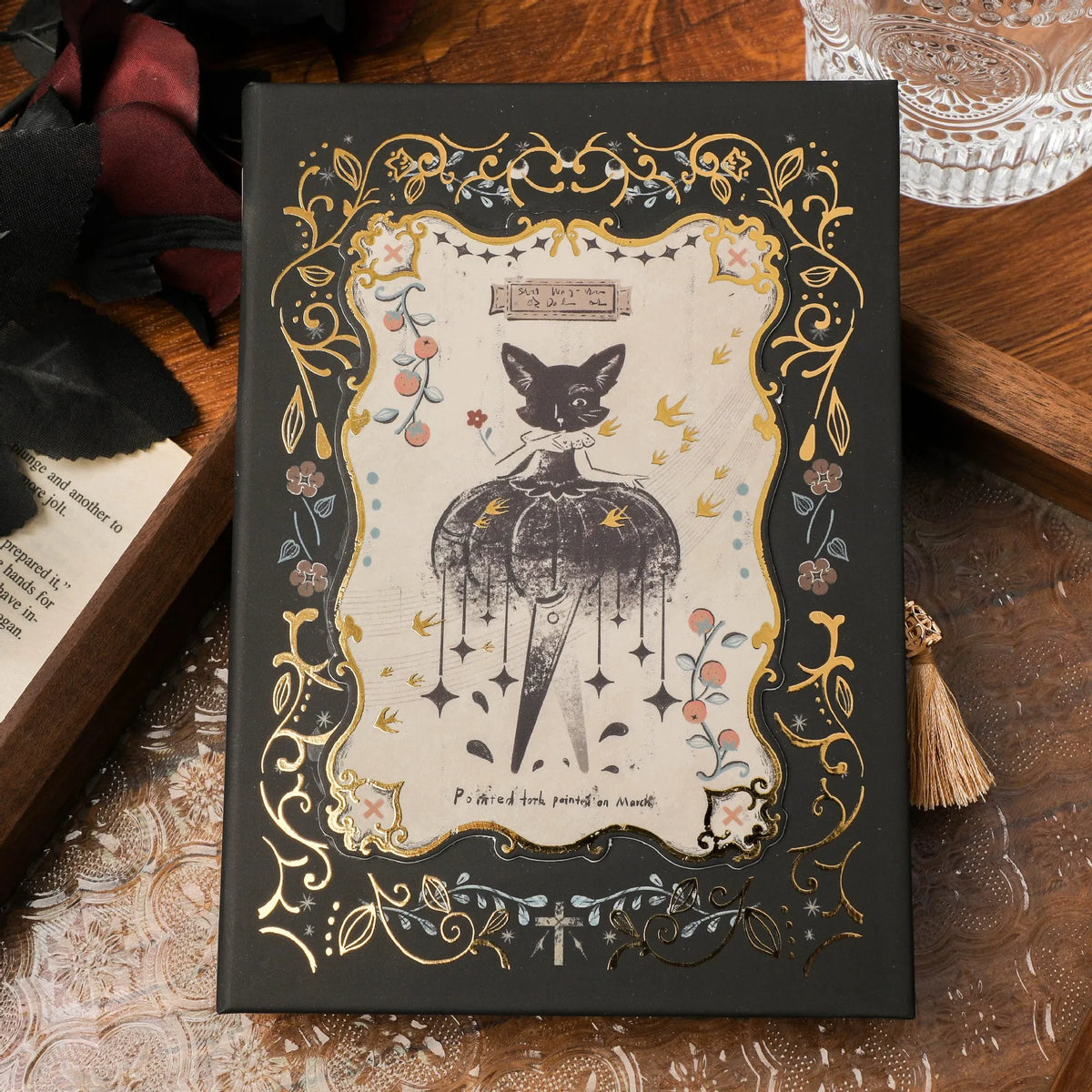 THALO brand A5 retro art notebook with gothic style, showing one of three cover design options.