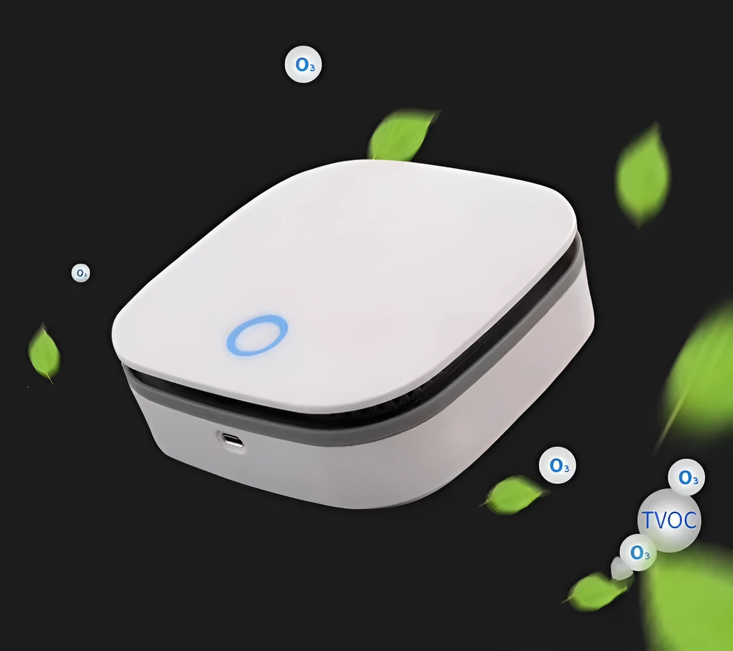 White USB car air purifier with negative ion technology for spaces under 10 square metres