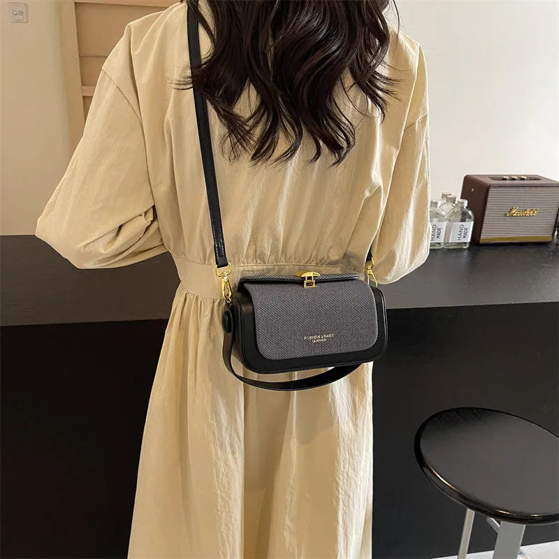 Women's PU leather messenger bag in urban simplicity style with horizontal square shape