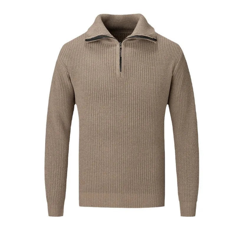 Men's slim fit solid colour pullover jumper in polyester blend for autumn and winter wear