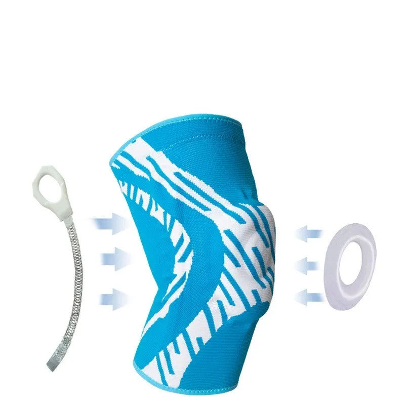 A pair of black nylon basketball knee pads with adjustable straps, shown laid flat.