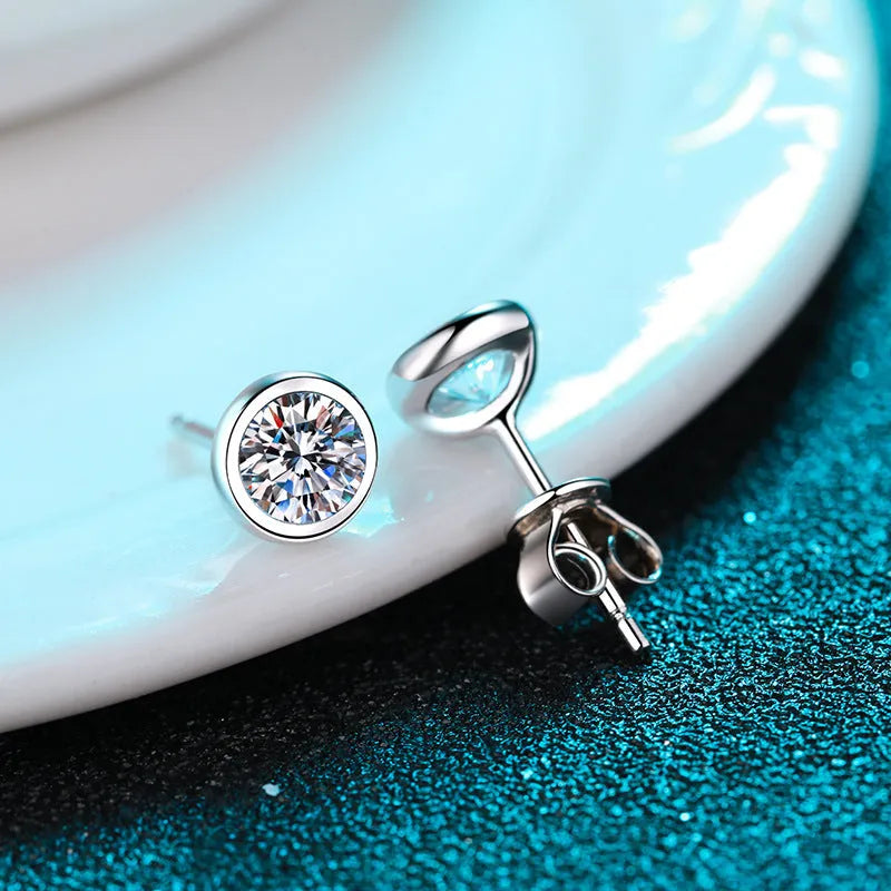 925 sterling silver Pt950 gold-plated geometric earrings with moissanite or zircon stones and golden toad design