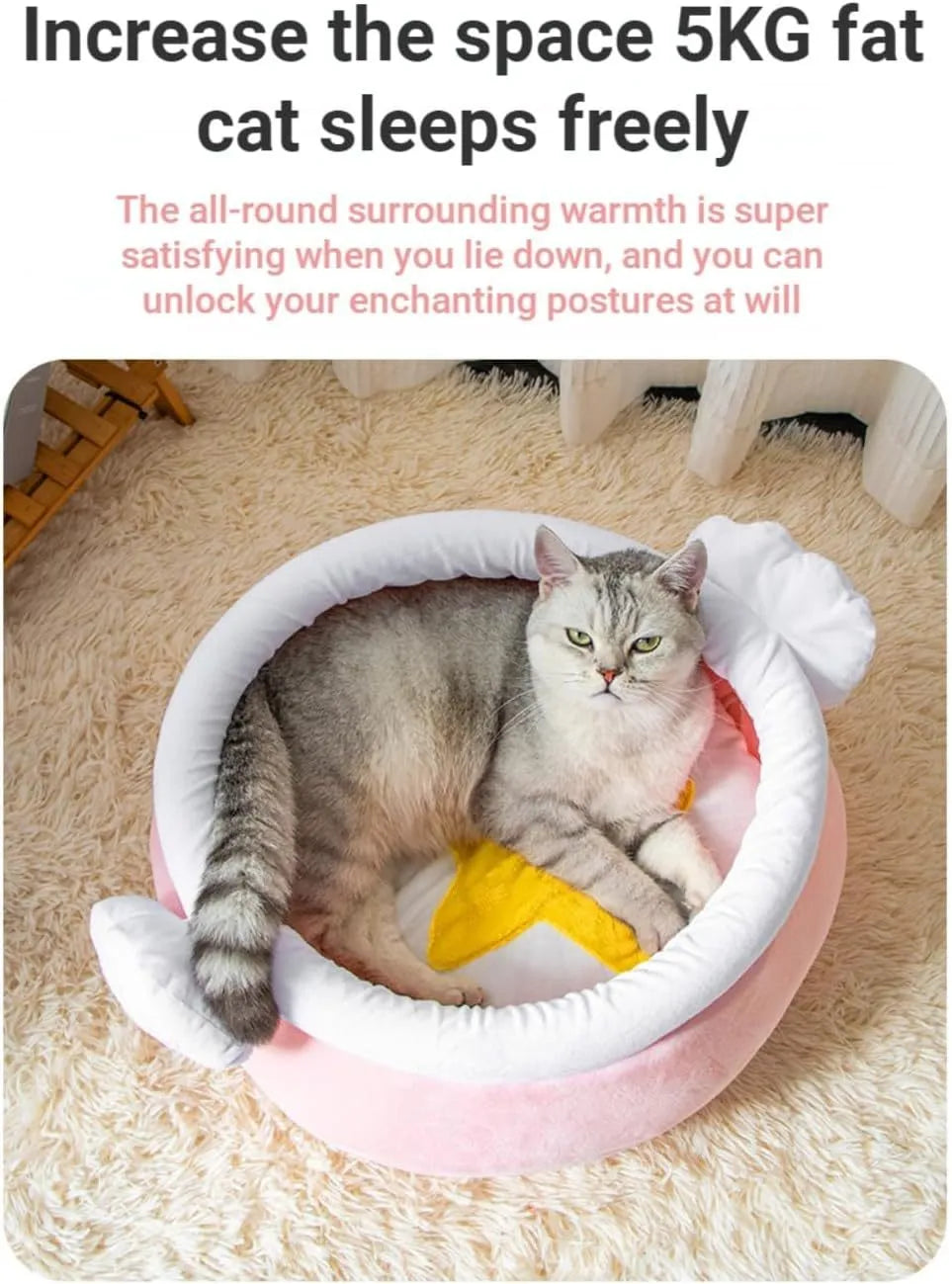 Honey pot magic shape cat sofa bed with removable pad in pink colour