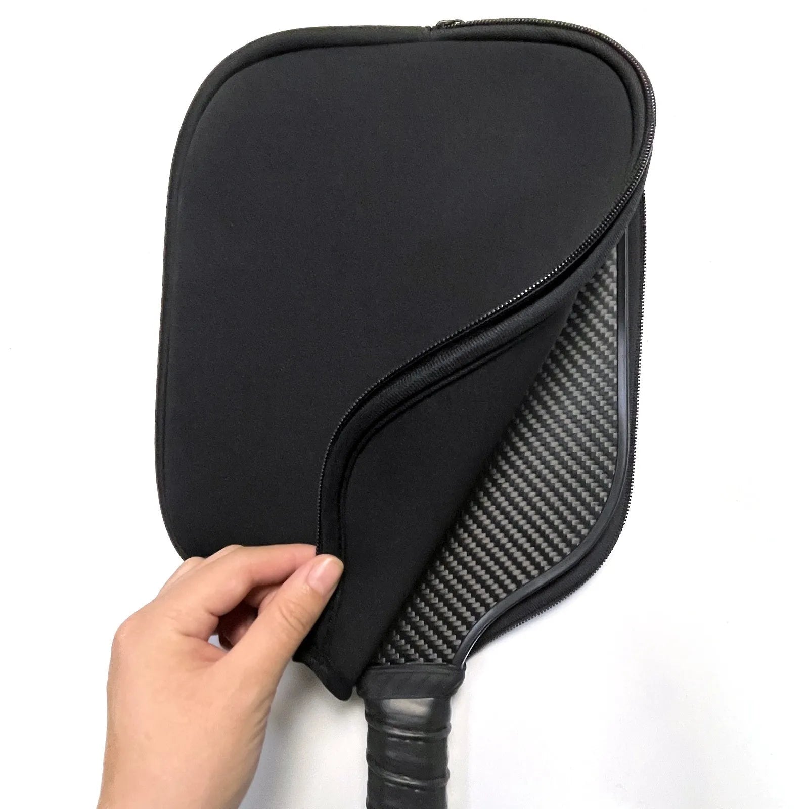 Black neoprene protective sleeve for table tennis racket equipment