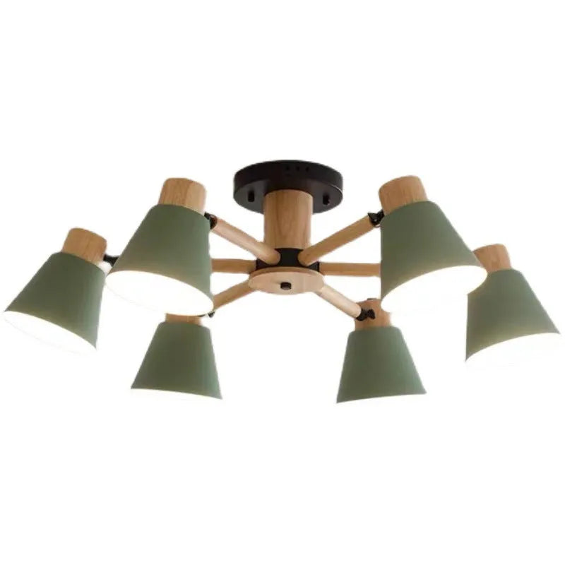 Nordic macaron design ceiling pendant lamp with ironwood construction
