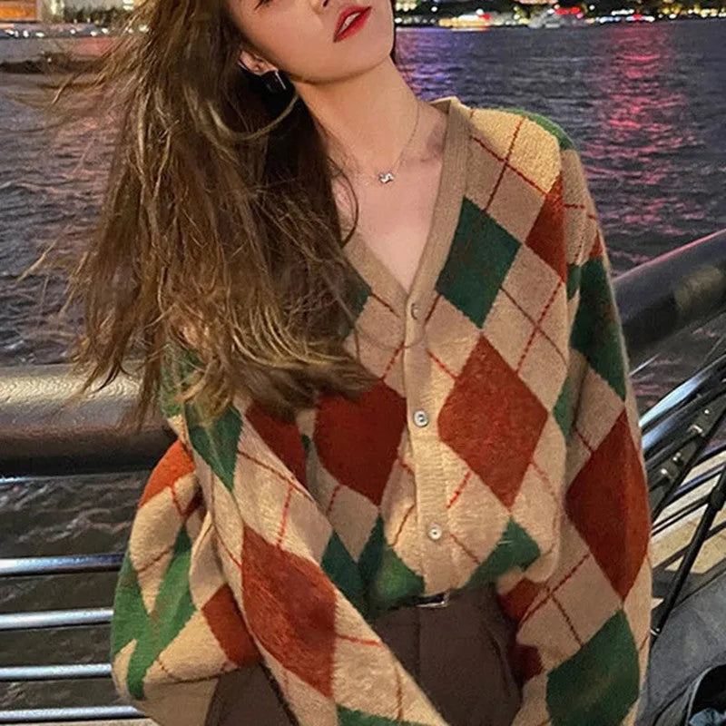 Macaron colour knitted casual cardigan coat in Japanese Korean style
