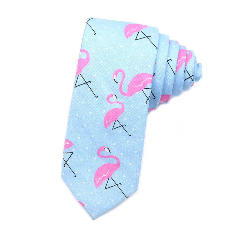 Korean style narrow cotton bow tie with cartoon print pattern in casual men's accessory