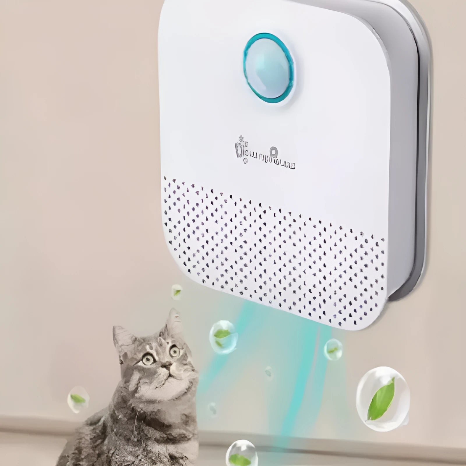 White DownyPaws 4000mAh smart cat litter odor purifier with compact rectangular design