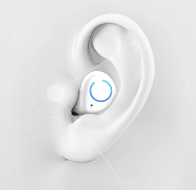 M18 true wireless in-ear stereo headset in black or white colour with compact packaging.