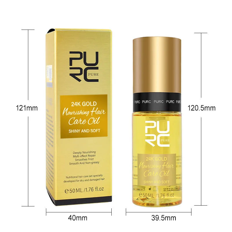 Yellow bottle of 50ml hair essential oil for curly hair repair and scalp care