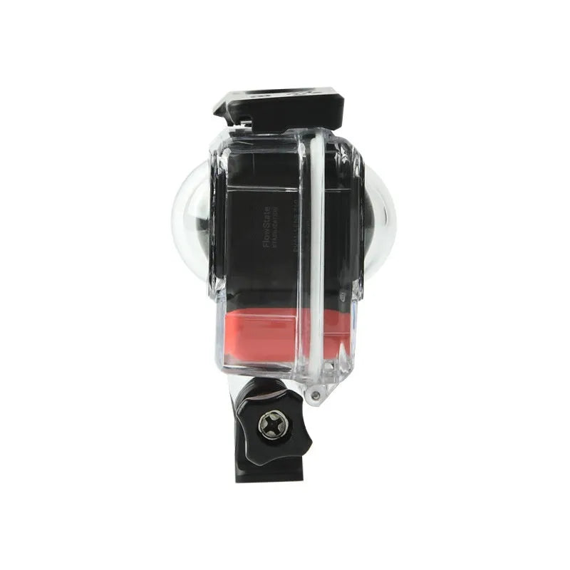Transparent waterproof case for Insta360 One RS panoramic camera with dimensions 9x8x4.5cm