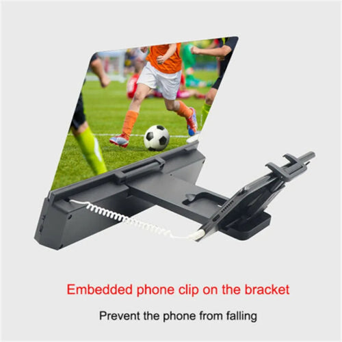 12-inch foldable mobile phone screen amplifier with adjustable gooseneck and speaker.