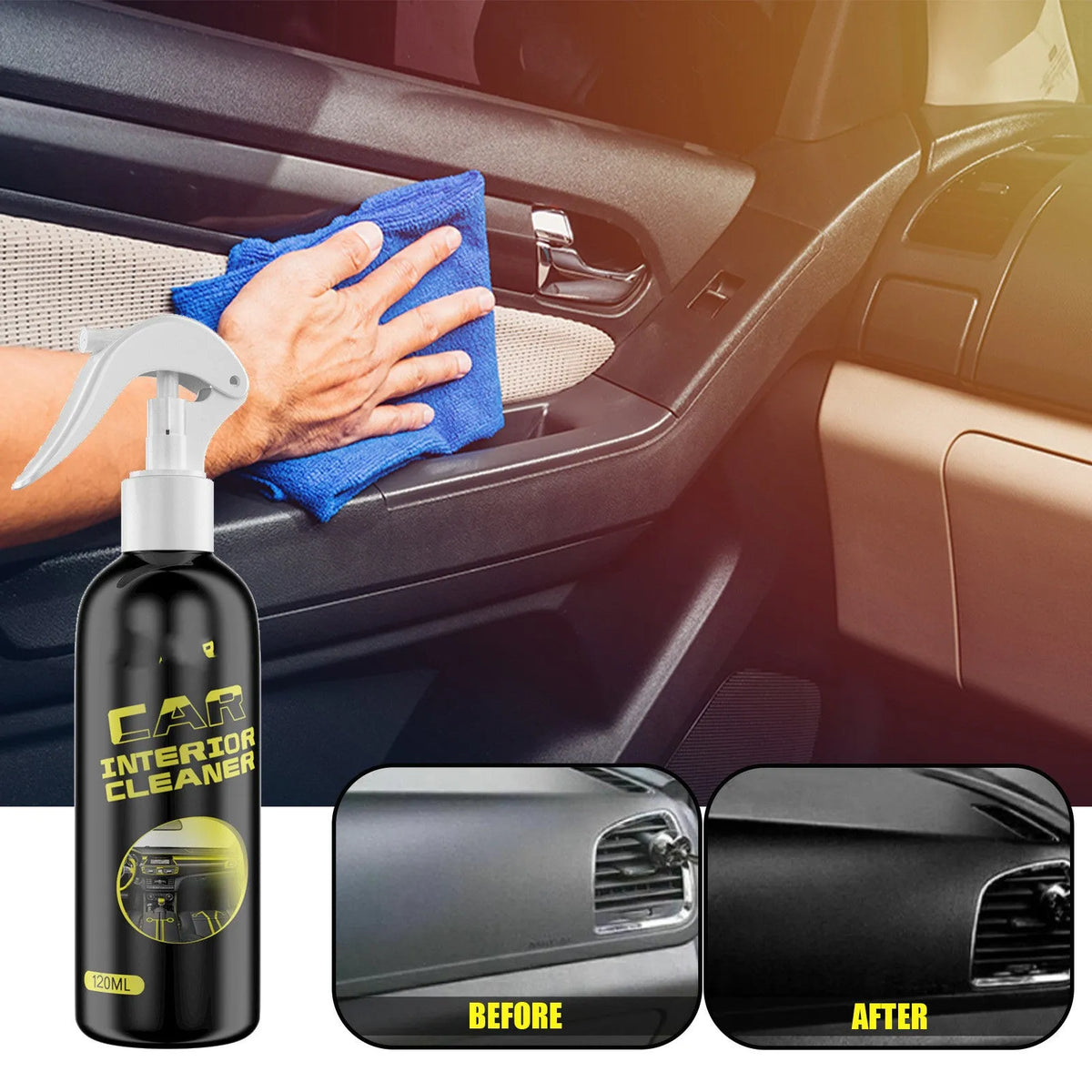 120ml car interior renovation cleaner bottle for leather and plastic surfaces