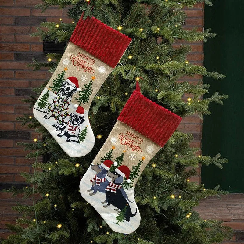 Fabric Christmas tree pendant with pet designs measuring 46 by 28 centimetres