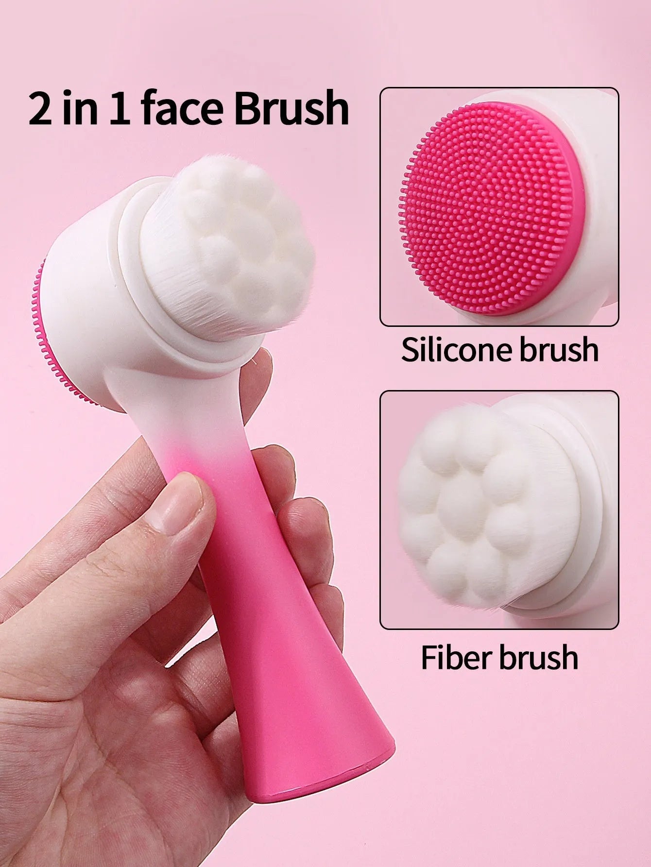 Facial brush with coral fleece hair band set in purple gradient colour with keep-dry design