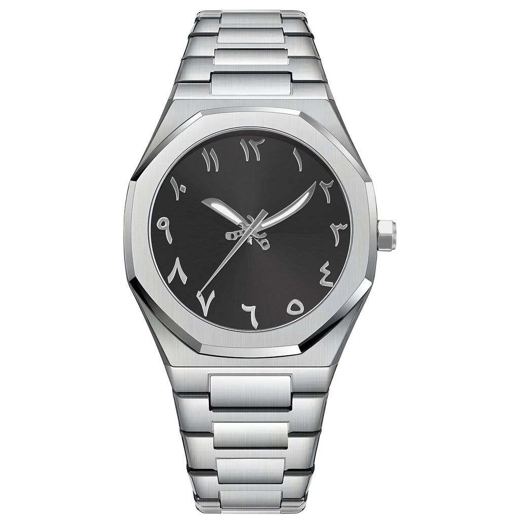 Men's steel band business casual quartz watch with 10mm case thickness
