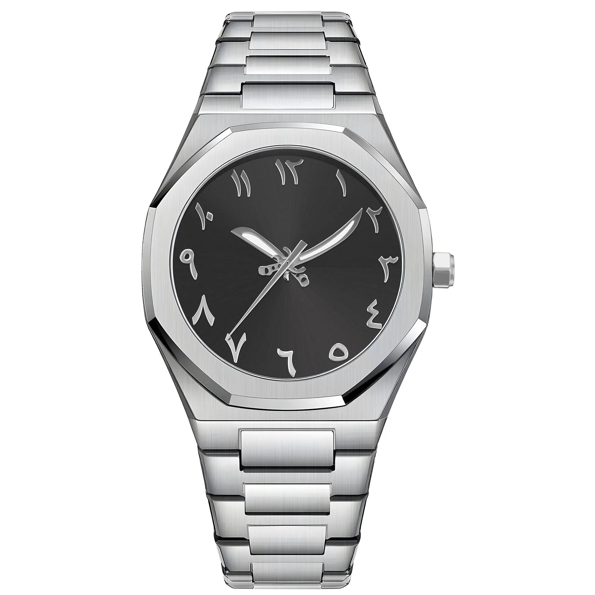 Men's steel band business casual quartz watch with 10mm case thickness