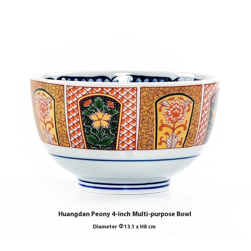 Japanese style retro ceramic 4-inch bowls with floral patterns