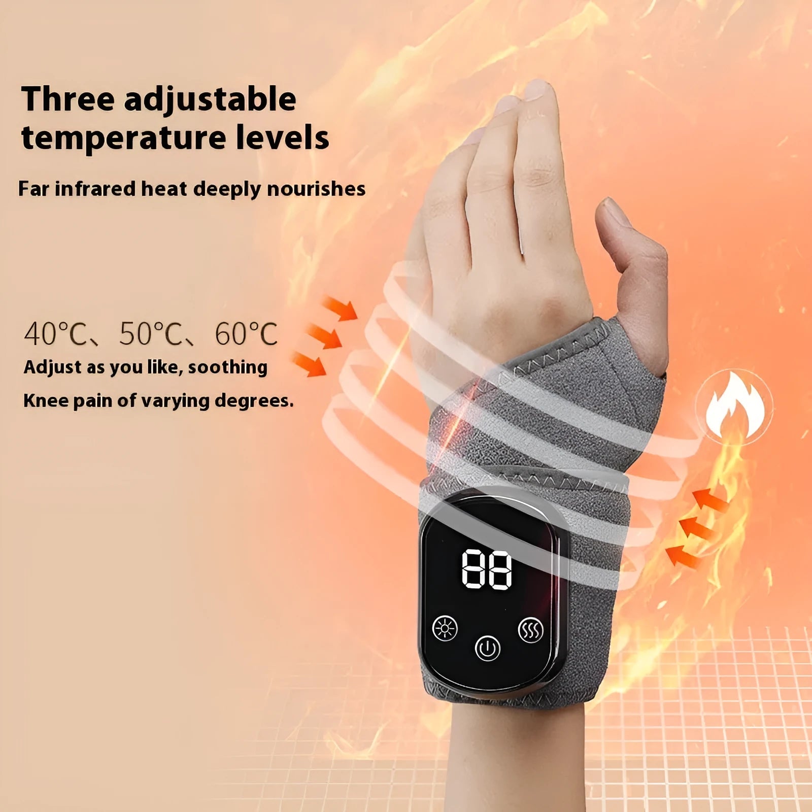 Grey cloth rechargeable hand massage instrument for wrist, knee, and neck physiotherapy.