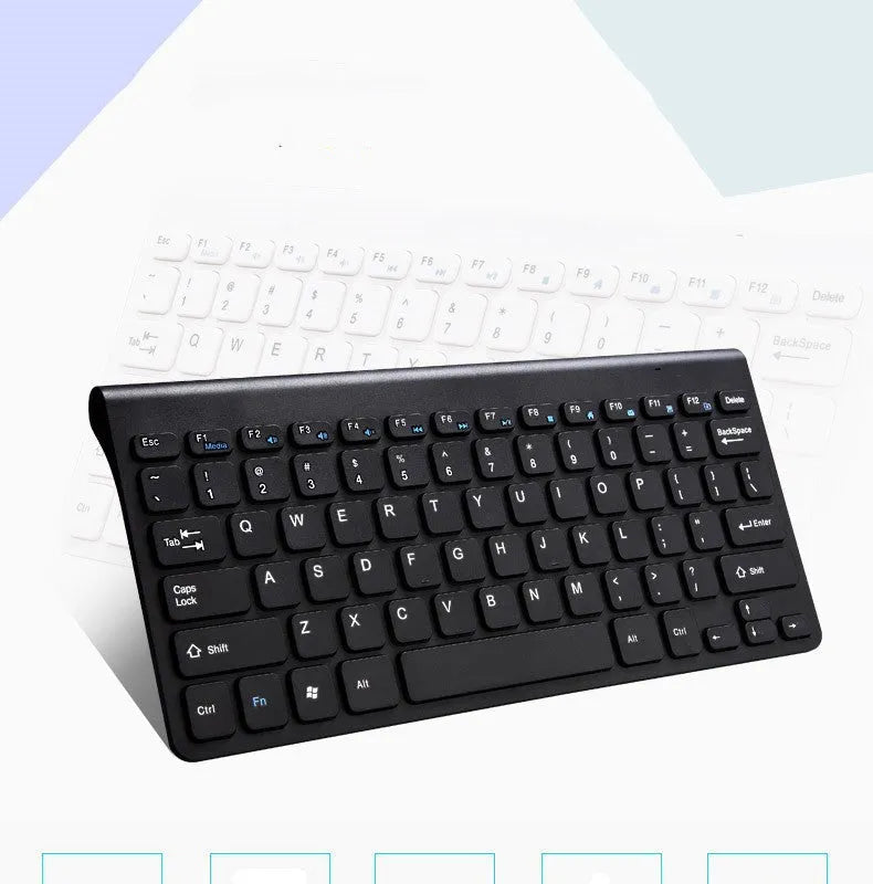 Black and white wireless keyboard and mouse set with 4G connectivity and 10-metre range