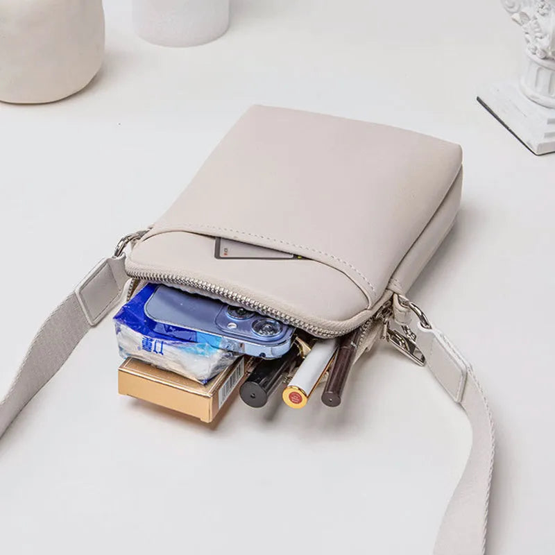 Solid colour small crossbody shoulder bag for women with adjustable strap