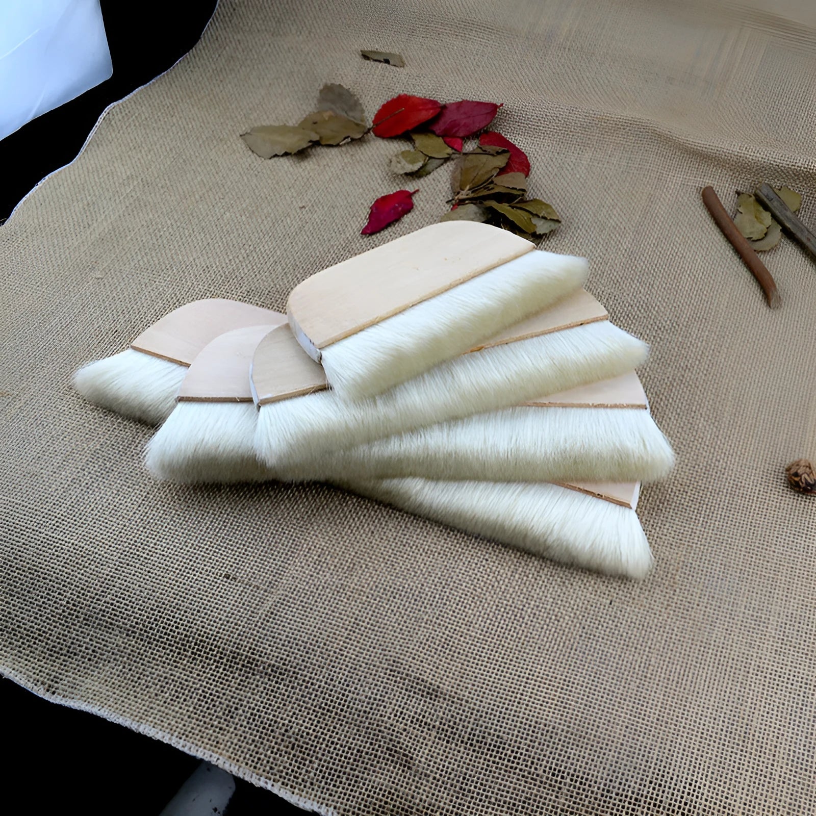Wool brush art mounting paste board shading tool in four available sizes with natural wool bristles