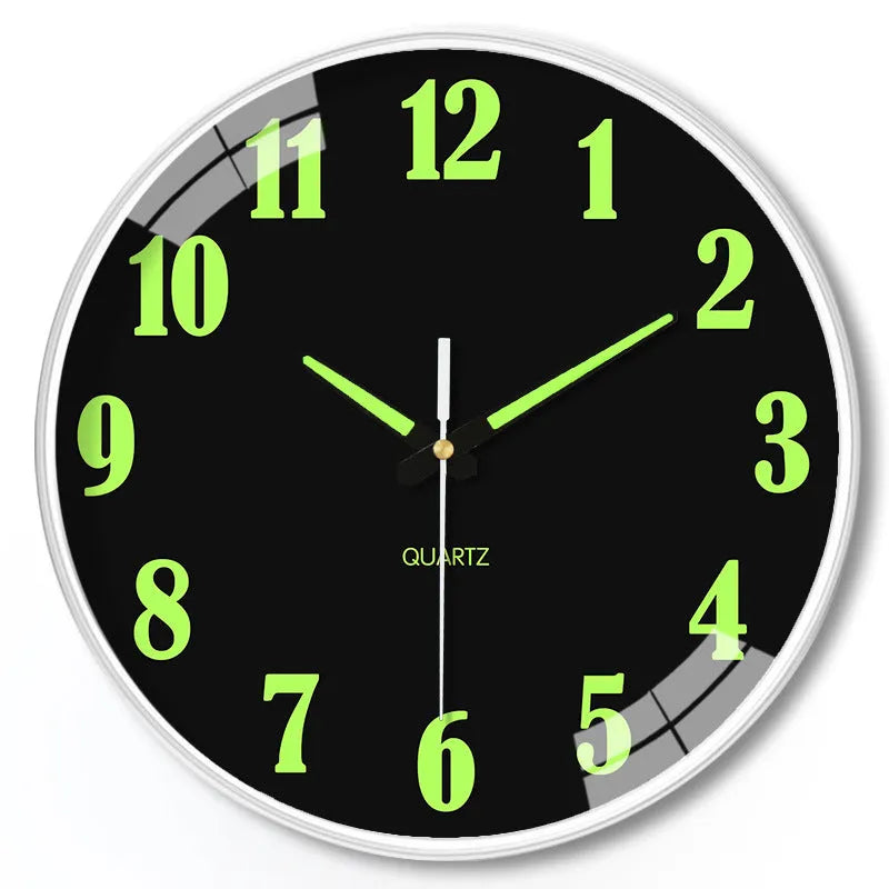 Modern 8 inch diameter luminous plastic wall clock for home and office decoration