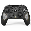 Black wireless Bluetooth game controller with leather-pattern finish for Nintendo Switch and mobile phones