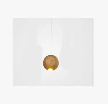 Nordic style solid wood ball chandelier hanging from ceiling with adjustable cord