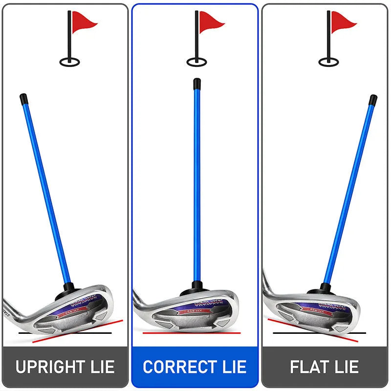 Red magnetic direction baseball bar golf alignment swing trainer on practice mat