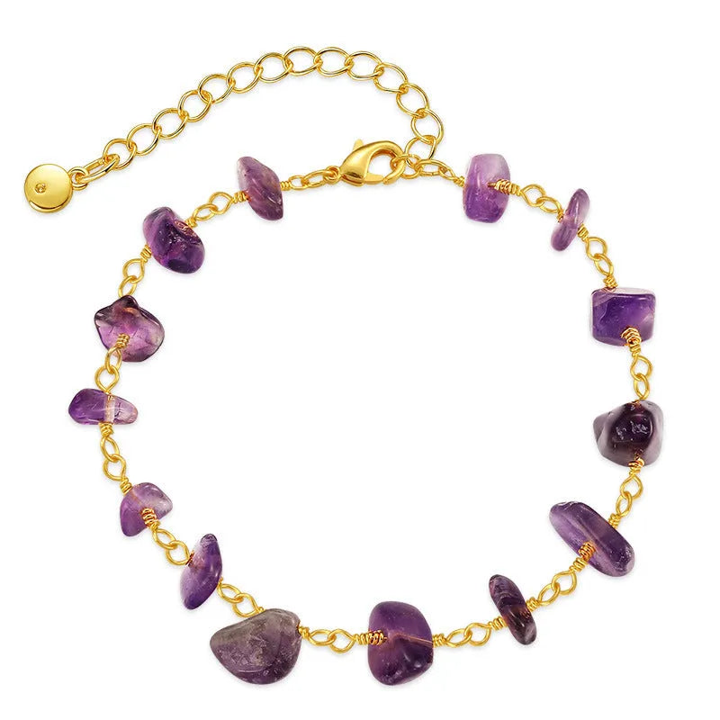 Women's turquoise bracelet with irregular natural gravel stones in 18K copper geometric setting