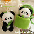 Bamboo panda plush pendant 10cm and larger 25cm flower panda and 30cm hugging panda in green