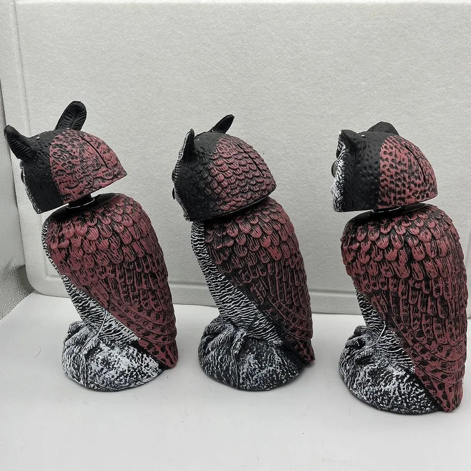 Artificial owl scarecrow bird deterrent ornament made from PE material with realistic casting details