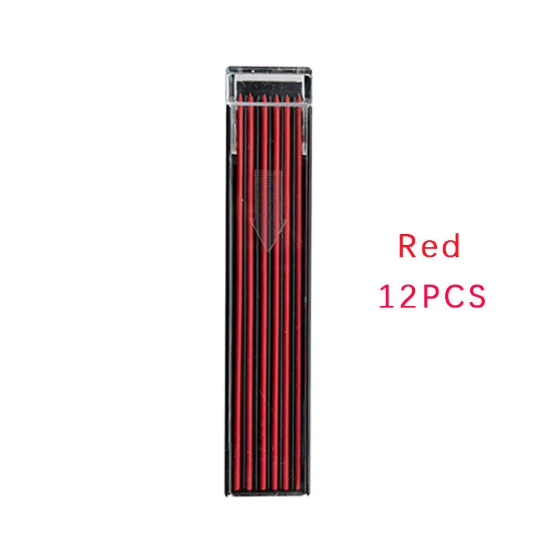 Box of 12 mechanical pencil lead refills in rainbow colours with 0.5mm diameter for drawing and writing
