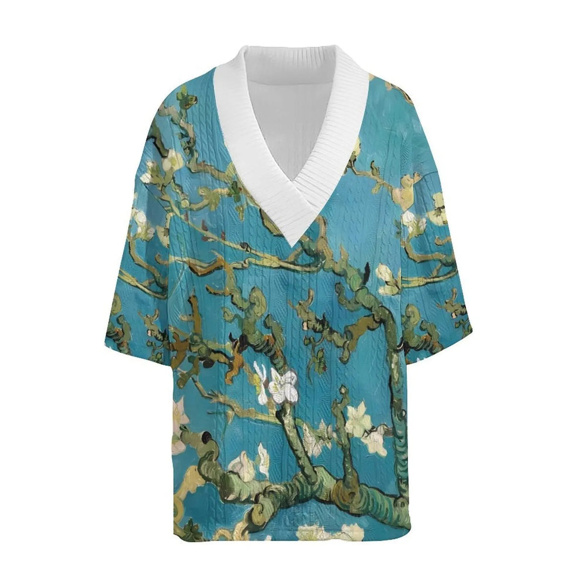 Peacock blue men's 3D printed knitted shorts and T-shirt casual suit set